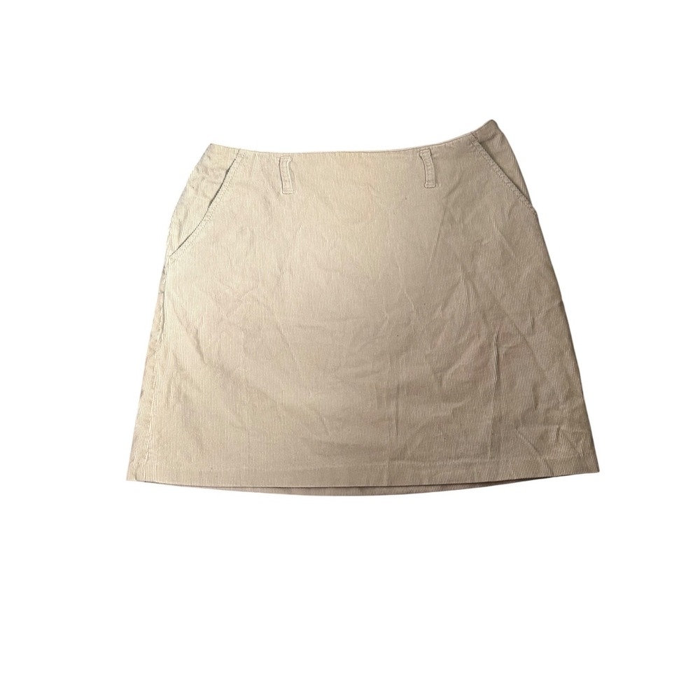 Vintage New York & Co Corduroy Skirt Tan Beige Size 8 Pockets 100% Cotton